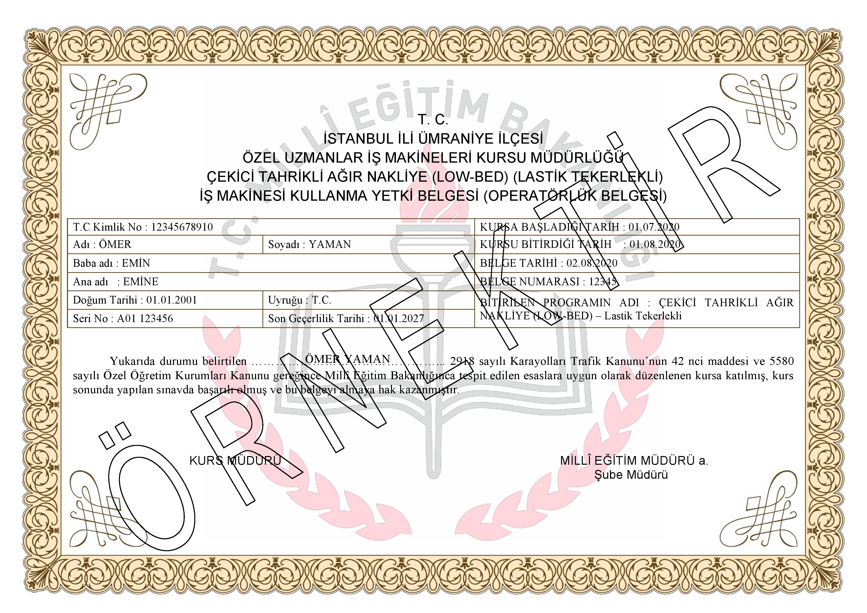 Çekici_Tahrikli_Hidrolik_Low_Bed_Operatorluk_Belgesi